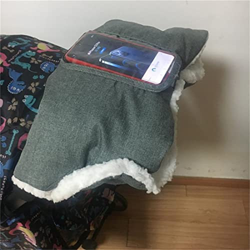 ITODA Handwärmer Kinderwagen Lenker Handshuhe Winter Kinderwagenmuff Warm Plüschfutter Handmuff mit Handyhalter Lenkerstulpen Winddicht Lenkerhandschuhe Universal Lenkermuffen für Buggy Radanhänger