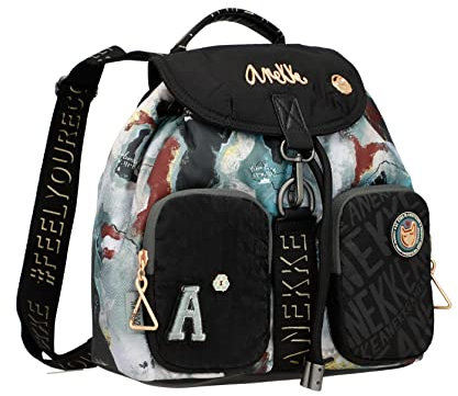 Anekke - Damenrucksack - große Tasche - Reisetasche aus Kunstleder mit Griffen, Klappverschluss und Taschen - Woods Kollektion - Damenzubehör und Accessoires - 26 x 26 x 12 cm, bunt, One size