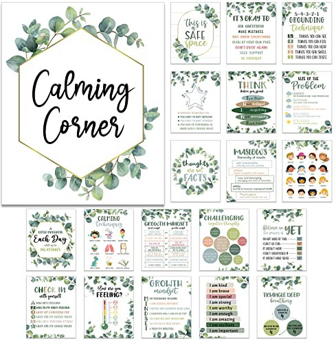 Harloon Poster für Klassenzimmer, beruhigende Ecke, psychische Gesundheit, Therapie, Büro, Gefühle, Diagramm, Zuhause, Vorschule, Grundschule, Klassenzimmer, pädagogische Dekorationen für Lehrer,