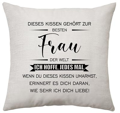 Aconesong Dieses Kissen Gehört zur Besten Frau Ehefrau Geschenke von Ehemann Deko Kissenbezug für Frau Geburtstag Muttertag Weihnachts Jubiläum Frau Zierkissenbezüge (Frau)