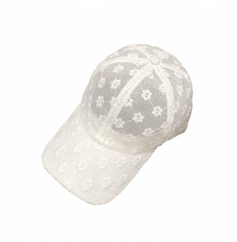 Generic Frauen Spitze Baseball Cap Casual Blume Hohl Sonnenhut Reise Laufen Visier Schirmmütze (Weiß)