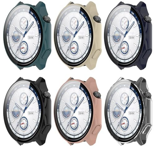 RuenTech Funda compatible con OnePlus Watch 2, con protector de pantalla resistente a los arañazos, protección de PC dura para Oppo Watch X Smartwatch Accesorios (6 unidades)