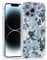 SCORPIFY for iPhone 13 Pro Case with Blue Nemophila Floral Design, Cute Clear Flower Phone Cover for Women Girls, [Non Yellowing] Slim Shockproof Bumper with Gold Accents