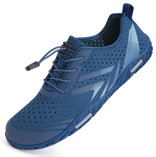Water Shoes Womens Mens Aqua Beach Swim Shoes Quick Drying Barefoot Shoes for Swimming Pool Boating Surfing Diving Yoga(356Navy,8UK)