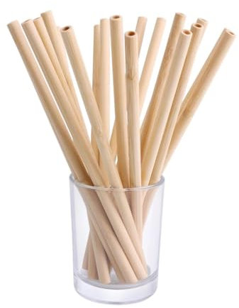 H&Co Bamboo Drinking Straws, Set of 10, Reusable, Eco-Friendly, Biodegradable, 20 cm Length