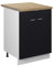 Vicco Küchenunterschrank Fame-Line, Schwarz gestreift, 60 cm mit Schublade, AP Eiche