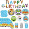 122pcs Story Paper Plates Napkins Birthday Party Supplies Tablecloth Banner Disposable Cups Cartoon Party Decoration for Boys Girl Birthday Decor for 30 Guests