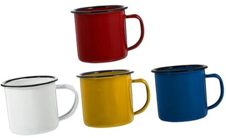MAGICLULU Retro Enamel Drinking Cup Set 4pcs Camping Mugs Enamel Coffee Tea Mug for