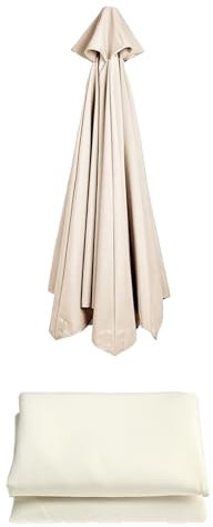 (2m/2,7m/3m) Auvent De Rechange Pour Parasol De Terrasse | Toile De Rechange Pour Parasol D'extérieur | Tissu De Rechange Pour Parasol | Housse De Rechange En Tissu Pour Parasol À 6/8 Baleines(White,(