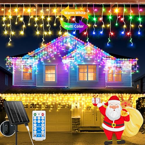 GCMacau 3 IN 1 Solar Eisregen Lichterkette [25m +5m], 2500mAh 660LEDs Weihnachtsbeleuchtung Außen,8 Modi,Erweiterbar, Lichterkette Außen USB-Strom,IP65 Wasserdicht Mit Fernbedienung Timer