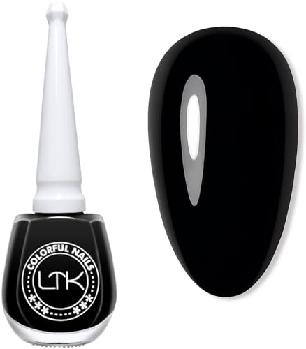 Black Nail Polish - Quick Dry Black Nail Varnish - High Glossy Shine Dark black Nail Varnish - Natural Base Classical Color Breathable Home DIY - Long Lasting No Need UV Air Dry
