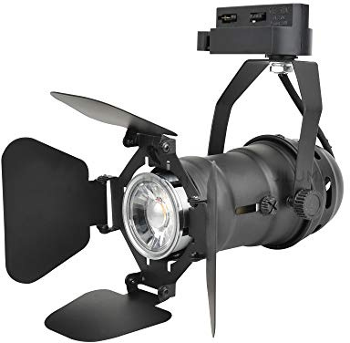 TRK9601 Vintage Industrial Track Light Head, Halo H-Type Track Compatible, GU10 MR16 Spotlight Fixture, Adjustable Barn Door Head, Black Metal, Bulb Not Included