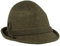Breiter Original Herren Trachtenhut Filzhut Wanderhut Spitzkopf 100% Wolle, schmaler Krempe & Wollkordel Olive 58