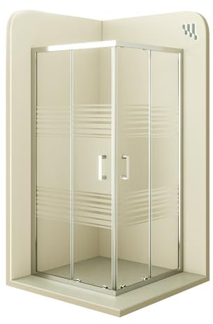 MOG Duschkabine mit Schiebetüren 100x100 cm Höhe: 180 cm Eckdusche mit Rollensystem aus 6mm teilsatiniertem ESG Glas DK77 - alle Grössen