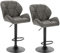WOLTU Barhocker 2er Set Barstuhl Tresenhocker Bistrohocker Designer Hocker mit Rückenlehne, höhenverstellbar, drehbar, Kunstleder Stahl, Grau