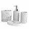 Resin Bathroom Set - 4 Piece | Soap Dispenser, Toothbrush Holder, Tumbler & Soap Dish | White Marble Effect Bathroom Storage | Cosmetic Holders | M&W