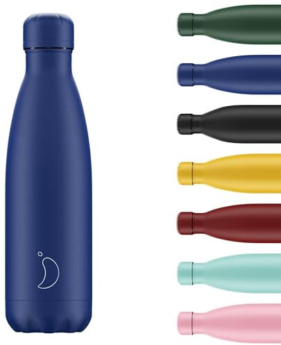 Chilly's Water Bottle - Stainless Steel and Reusable - Leak Proof, Sweat Free - Matte - All Blue - 750ml
