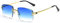 kachawoo Randlose Sonnenbrille Quadratische Farbverlauf Rahmenlose Brille Vintage Retro Brillen (gold with blue)