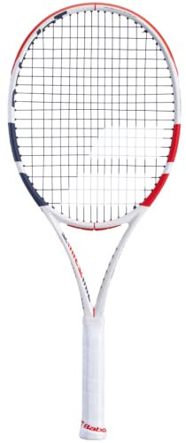 Babolat Pure Strike 103 Tennisschläger – besaitet mit 16 g weißem Babolat Syn Gut bei mittlerer Spannung (4 3/8 Zoll Griff)