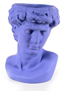 GICOS IMPORT EXPORT SRL Vaso vasetto in cemento multiuso decoro testa uomo blu 19 * 19 * 29CM cm casa giardino portapiante NON-824944