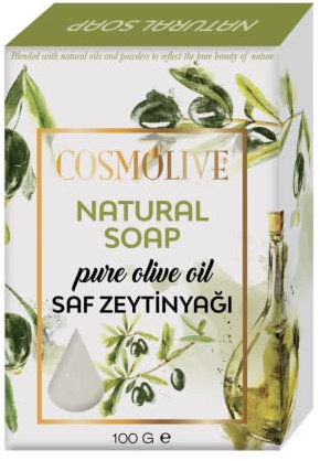 Cosmolive 24 types Natural Soap - goats milk soap, donkey milk soap, tea tree soap, sulphur/sulfur soap and the other (pure olive oil, black seed, argan oil, lavender, rose etc) (Pure olive oil)