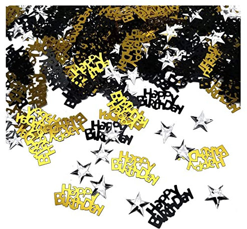 ERBO Happy Birthday Konfetti Tischdeko Geburtstag Geburtstagsdeko Schwarz Gold 20g Konfetti Streudeko Geburtstag für Happy Birthday Deko