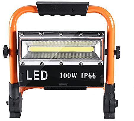 AAOTE Lampe de Travail LED Portable sans Fil Rechargeable par USB COB 100 W Projecteurs LED 5000 lumens IP66 étanches pour Camping extérieur avec 3 Modes de luminosité, Rotation à 360 °