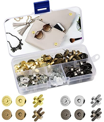 32 Pezzi Bottoni Magnetici per Borse 18mm e 14mm Bottoni Calamita 4 Colori Calamite per Borse Snap Magnetico per Borsa Cucito Artigianato Borse Abiti in Pelle