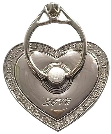 Rohans RK TECH Phone Ring Bracket holder, Love Heart Diamond Shape Finger Grip Stand Holder Ring Car Mount Phone Ring Grip Smartphone Ring stent Tablet Rose Gold (Heart Silver)