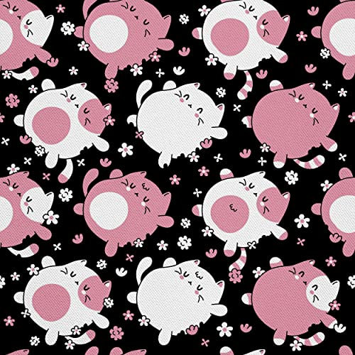 HEKO PANELS Stoff Oxford Wasserdichte Meterware Canvas-Stoff Polyester Stoff Zum Nähen Nähstoffe Möbelstoffe Dekostoffe Handwerken Wasserabweisend Blickdicht Katzen Schwarz 1 Meter 155x100 cm, DX699