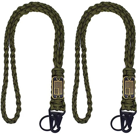 2 Stück strapazierfähiges, geflochtenes Paracord-Schlüsselband mit USA-Flagge, Fallschirmseil-Halskette, Schlüsselanhänger, geflochtenes starkes Schlüsselband mit Metall-HK-Clip, Schlüsselanhänger für