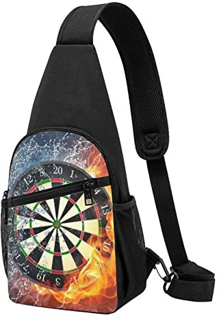 PSVOD Dart Board Sling Rucksack Crossbody Schulter Brusttasche Reise Wandern Tagesrucksack für Damen Herren, Schwarz, Einheitsgröße