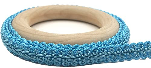Yurosiay 25m×1.2cm Posamentenborte Bunt Handgemachte Geflochtene Borten Vintage Gewebte Drehkordel Borte Geflochtenes Spitzenband Geflochtene Bordüre Stoffborte zum Nähen Bsteln Blau
