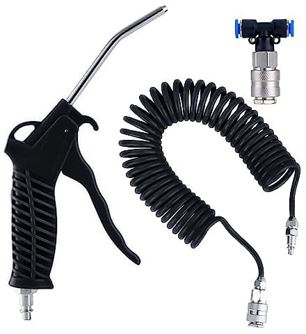 Truck Car Air Duster Gun with 5 Metre (5 * 8mm) Recoil Hose and 6 mm Quick Connector,Heavy Duty Air Gun Cleaning Kit for Lorry Truck Car(Black)