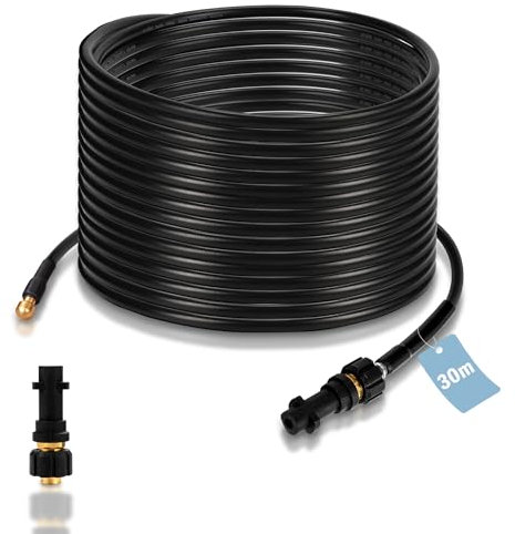 Eulenke Hochleistungs-Rohrreinigungsschlauch für Kärcher K2-K7 | 30m, 160 bar | Inkl. 1 Adapter | Hochdruckreiniger Rohrreinigungsset