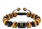 Epinki Bracelet Perles pour Homme, Lettre Ajustable Élégante Brun R Oeil du Tigre Pierre Naturelle Bracelet 22 CM