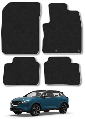 Nissan Qashqai (2021+) [E-Power] Carpet Car Mats | Grey Edge Trim Tailored Fit Floor Mats Full Coverage Protection Accessories Easy Clean Anti Slip Made in the UK