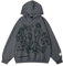 Aelfric Eden Hoodie Oversize Damen Kapuzenpullover Baumwoll Pullover Winter Cartoon Line Character Print Sweatshirt Baggy Mit Kapuze Sport Gym Athletic Streetwear Grau S