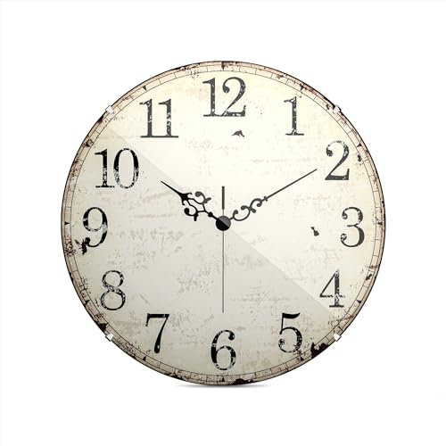 Mebus Quarzwanduhr, Leisegangwerk - Kein Ticktack Geräusch, präzises Quarzuhrwerk, Abdeckung aus Kuppelglas - auffallendes Design, arabisches Ziffernblatt, Durchmesser: 20 cm