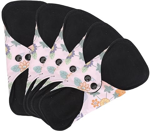 5 Stück Waschbare, Saugfähige Damenbinden, Wiederverwendbare Damenbinden, Postpartum-Pflege, Schwangerschafts-Slipeinlagen, Baumwoll-Stilleinlagen (L)