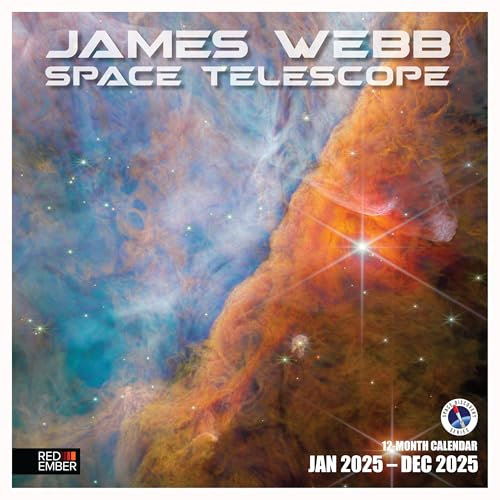 RED EMBER James Webb Weltraumteleskop 2025 Wandkalender 12 Monate | 30,5 x 61 cm geöffnet | dickes und stabiles Papier | Geschenk | Astronomie Universum NASA | Weltraumkalender 2025