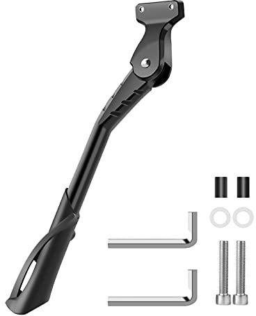 AIMEKE Fahrradständer 24-29 Zoll, Höhenverstellbarer Fahrrad Ständer 40mm Lochabstand Hinterbauständer Aluminium Seitenständer für Citybikes, Mountainbike, E-Bike, MTB