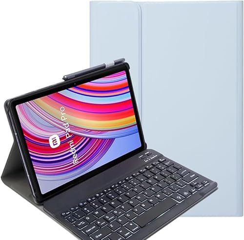 YHFZR Teclado Funda para Redmi Pad Pro 12,1 Pulgada - QWERTY Slim Teclado Wireless Keyboard Case con Magnético Desmontable Inalámbrico Bluetooth para Xiaomi Redmi Pad Pro 12,1 Pulgada, Azul
