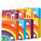 8 Stück Regenbogen Party Mitgebsel Tüten, Kraftpapier Tüten mit Henkel, Regenbogen Geburtstag Tüten, Regenbogen Deko Kinder Geburtstagstüten Mitgebsel für Kekstüten Weihnachten Hochzeit
