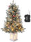 Weihnachtsbaum 90cm, künstlicher Weihnachtsbaum mit 78 Beleuchtung, 8 Modus Warmweiß Pre-lit Snow Flocked Weihnachtsbaum mit Beleuchteter Topf Weihnachten Deko für Familientreffen, Büro und Flure