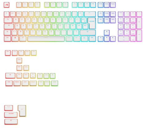 Glorious Gaming - Touches GPBT Aura RGB : Capuchons Pudding, PBT doubleshot, translucides, Blanc, pour claviers mécaniques Custom formats 100, 75, 65 et 60%, ANSI, ISO, Disposition française AZERTY