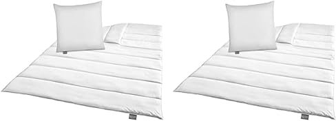 Traumnacht Green Bettenset - Ganzjahresbettdecke 155x220 cm + Kopfkissen 80x80cm, nachhaltiges Bettenset mit Bezug aus Microfaser, produziert nach deutschem Qualitätsstandard (Packung mit 2)