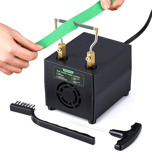 Flyrivergo Taglierina a lama calda da 60 W, riscaldamento rapido in 10 secondi fino a 500 °C, doppia protezione di sicurezza, lama termica da banco per tessuto sintetico, tessitura, tela, nastro