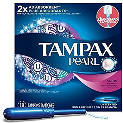 Tampax Pearl Plastic Unscented Tampons, Ultra Saugfähigkeit, 18 Count