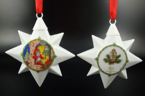 Hutschenreuther Weihnachtsstern 1997 Turmläuten, Porzellanstern, Anhänger, Weihnachten, Baumanhänger, Baumschmuck, Stern